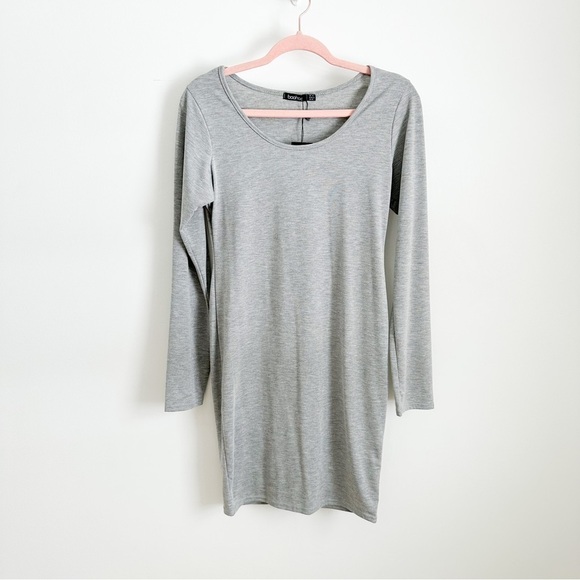 NWT Boohoo Light Gray Long Sleeve Bodycon Mini Dress sz S/M - Picture 5 of 8